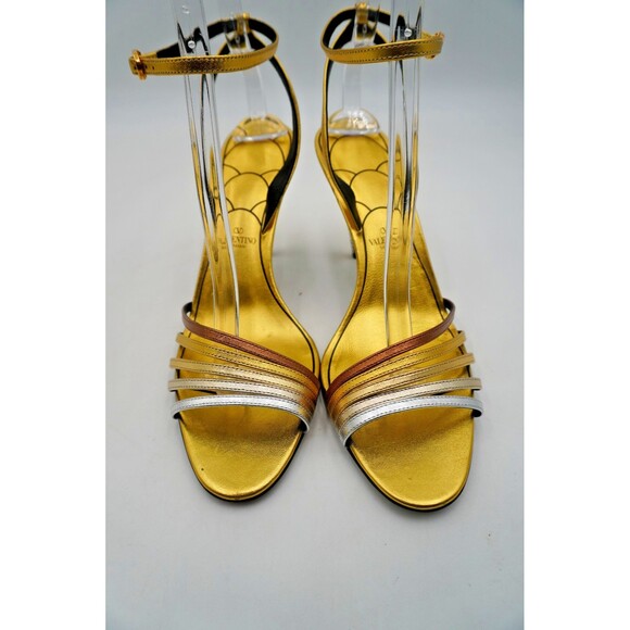 Valentino Garavani Ladycrush Metallic Crystal Embellished Ankle Strap Heel 41.5 - Picture 12 of 16